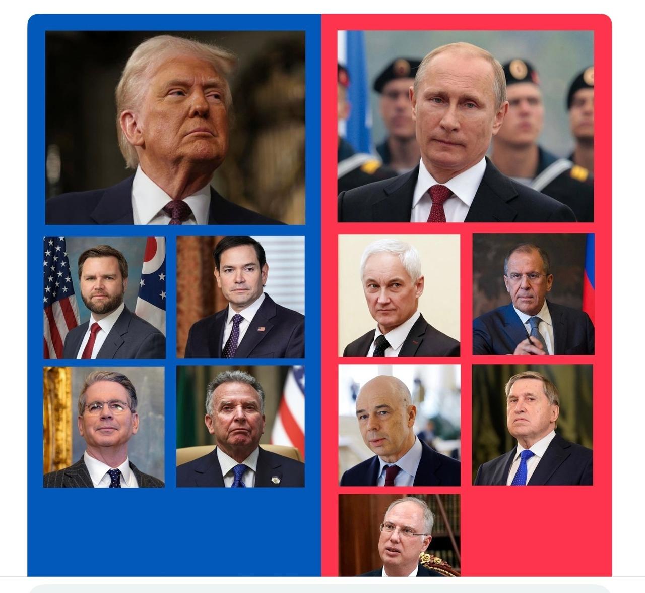 全世界关注的会谈即将开始。双方的全明星阵容：

美方：总统Trump，副总统JD