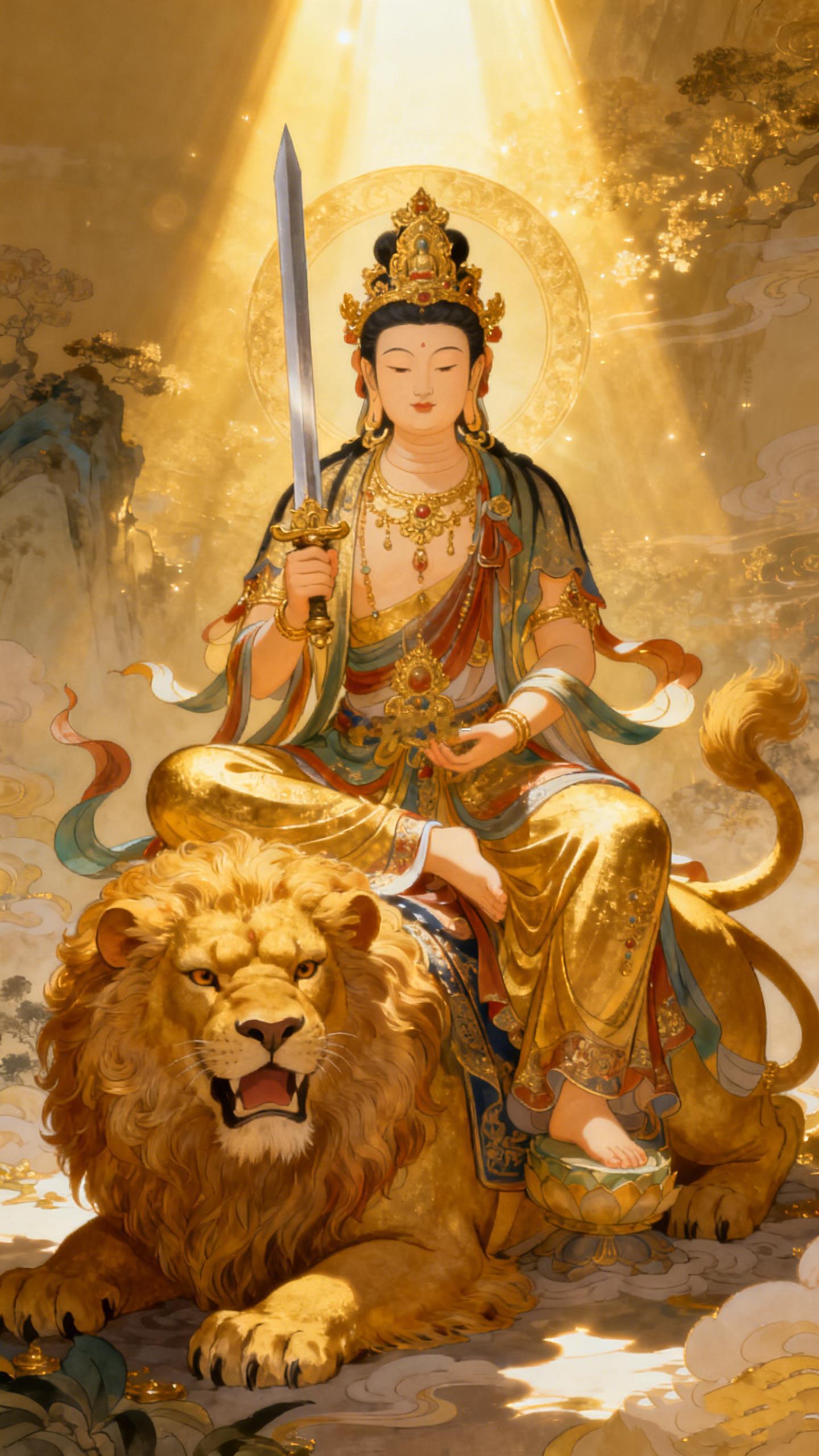 奶奶帮大家祈福 慧剑斩无明，莲华生妙智。凡心有疑处，皆蒙文殊师利菩萨照见；不落迷