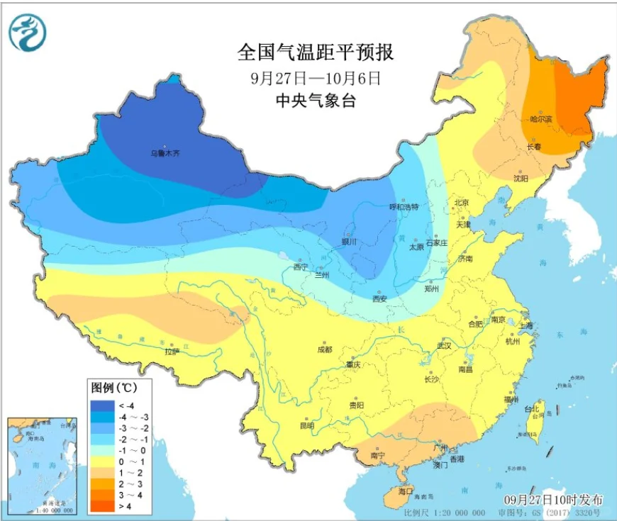 国庆期间中东部气温正常，东南沿海或雨大