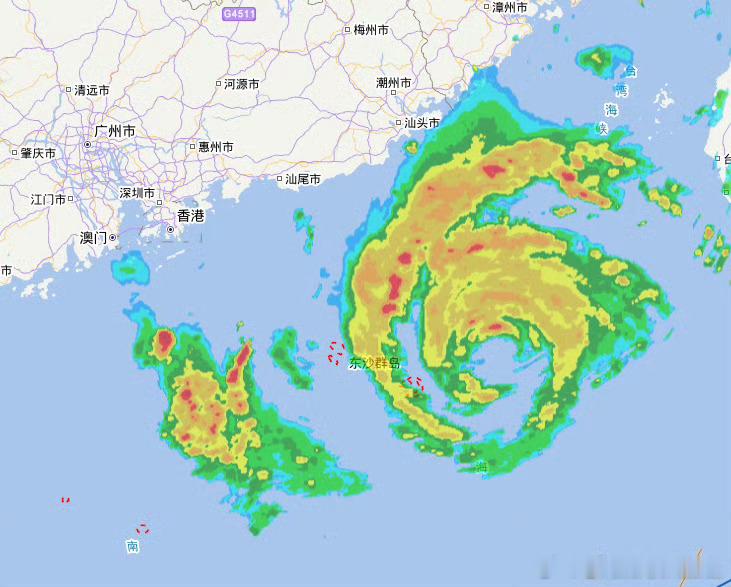 红霞登陆范围锁定在25日晚上至26日早晨在广东珠海到福建漳浦一带沿海登陆感觉最近