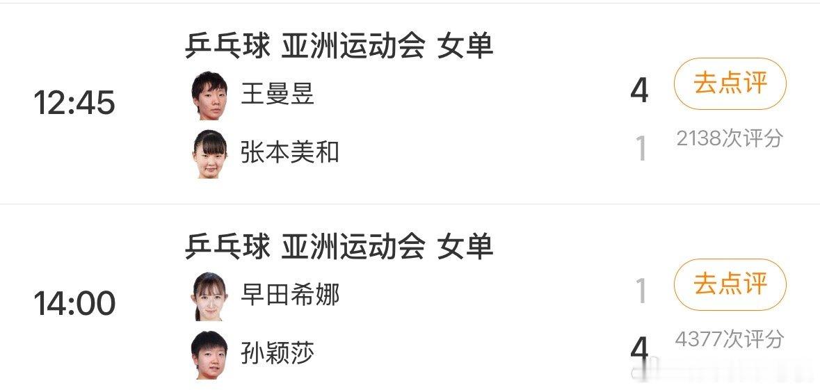 国乒女单金牌王曼昱4:1张本美和孙颖莎4:1早田希娜双双会师决赛！国乒女单还是稳