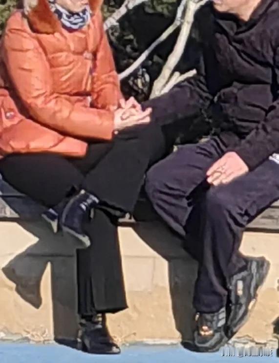 看看人家，五六十岁了，冰天雪地的，手拉手，促膝谈心，满眼的爱意，着实令人羡慕。