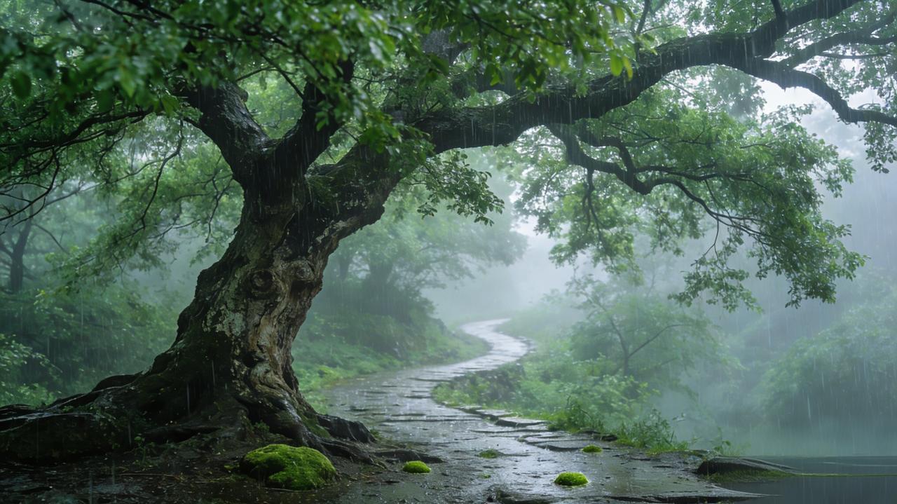 经风霜雪月年。上联淋四季雨，下联经一年岁，词性对仗严丝合缝，春夏秋冬对风霜雪月，