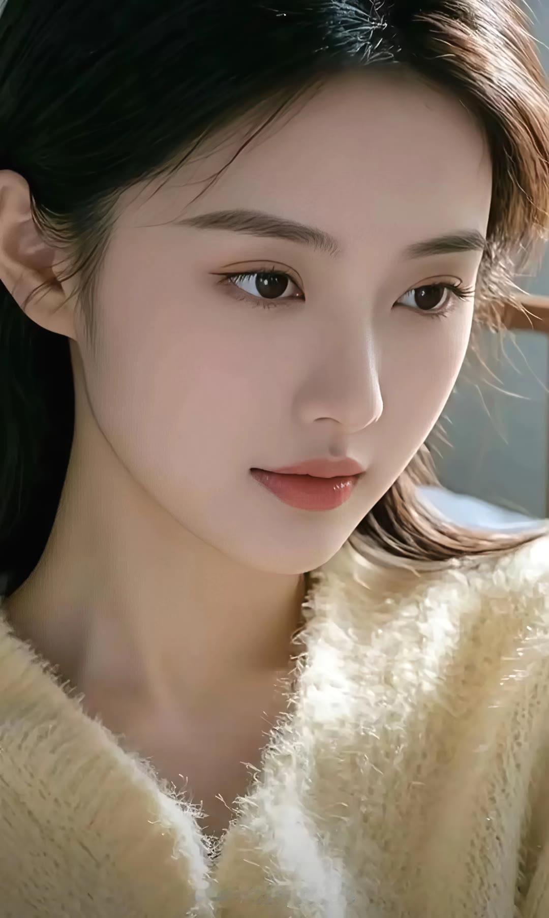 温柔少女，暖阳下的迷人微笑