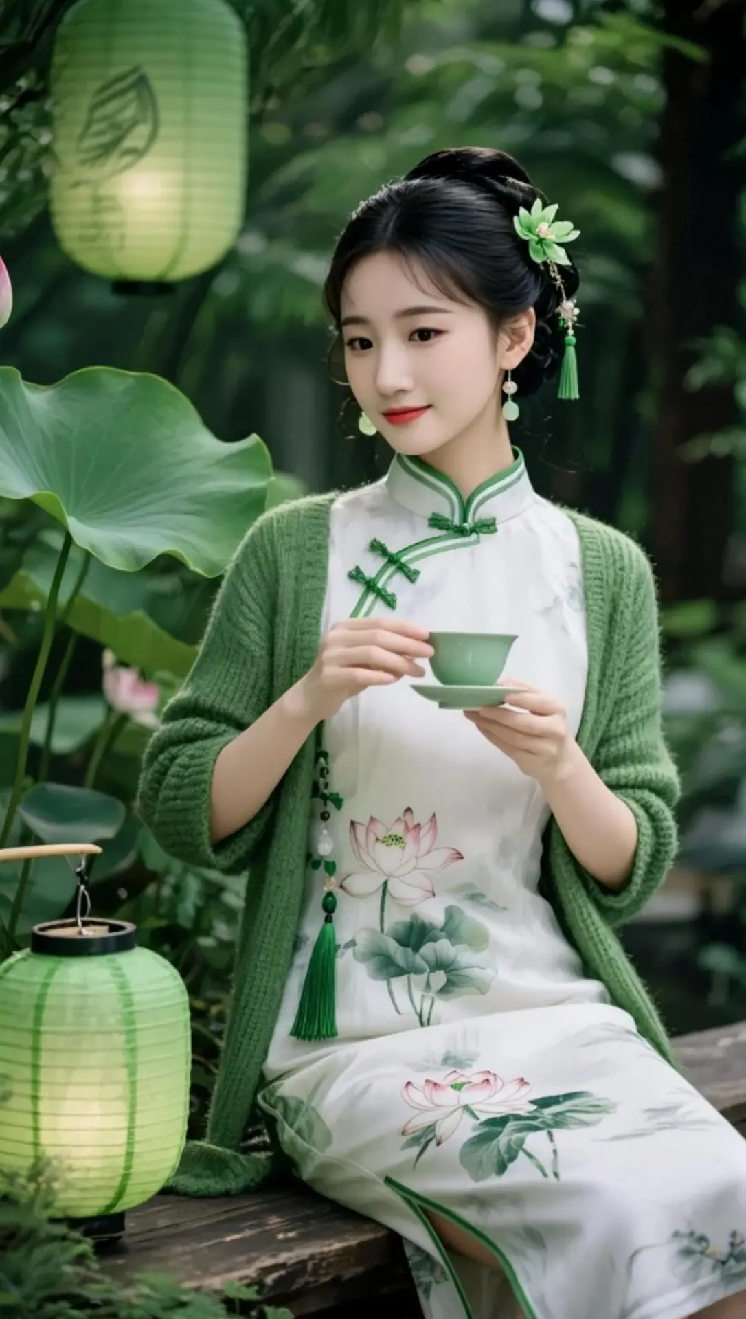 AI绿意旗袍写真 ai创作