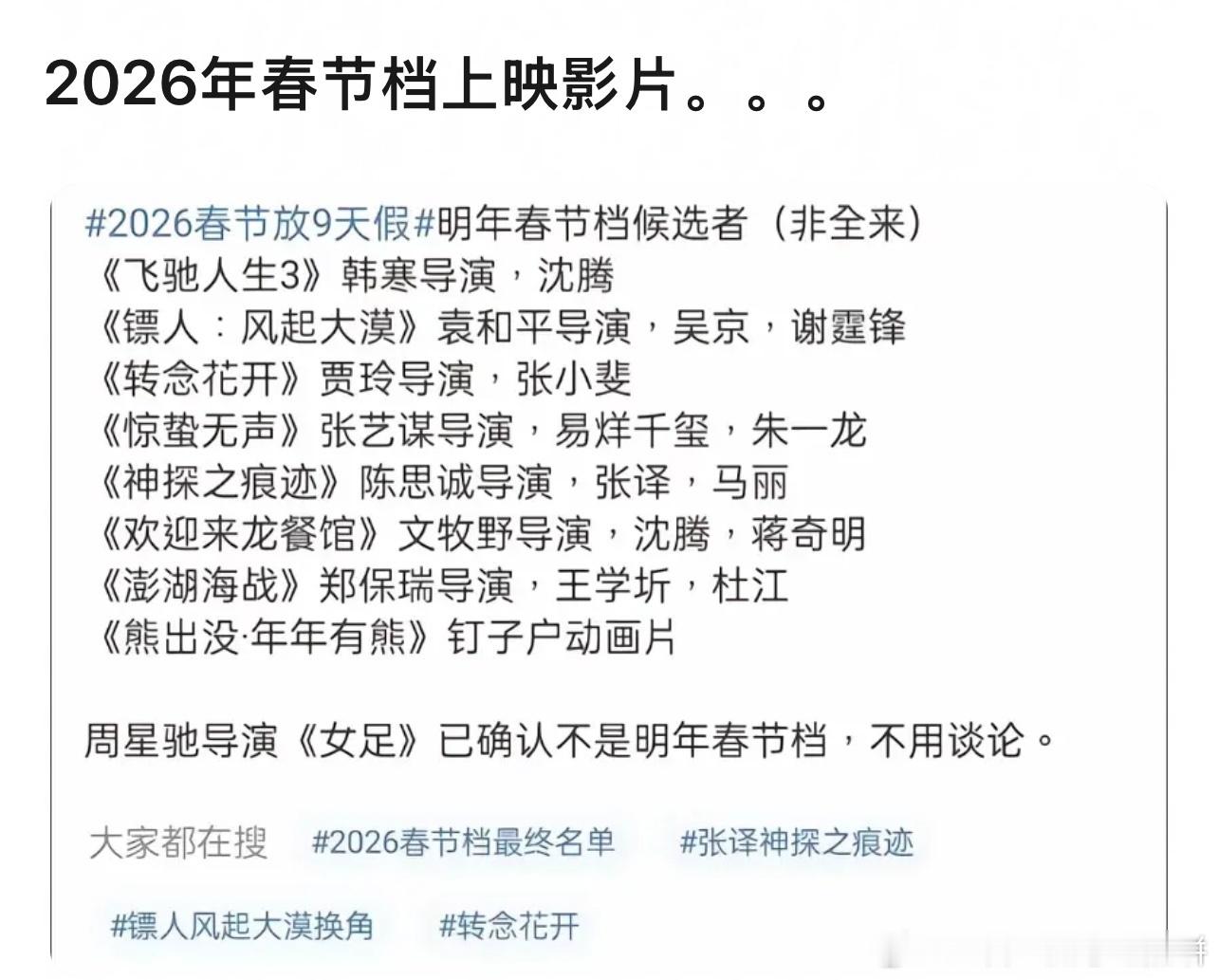 明年的春节档电影，你看哪部 