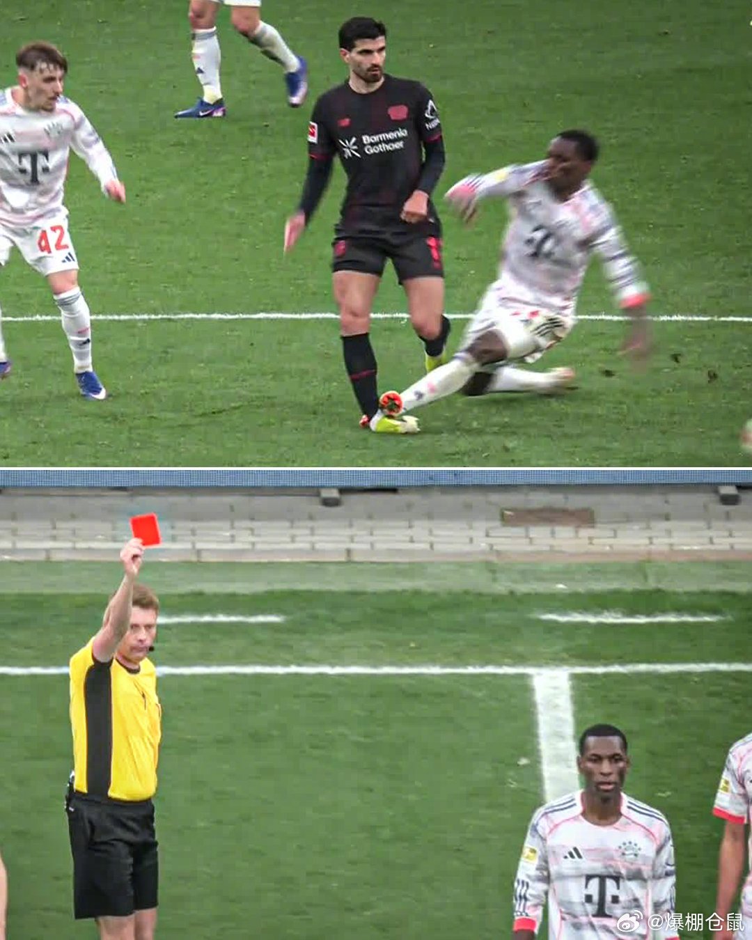 【拜仁前锋雅克松飞铲吃到红牌！】雅克松在西甲，英超和德甲都已经领到红宝石卡了！德