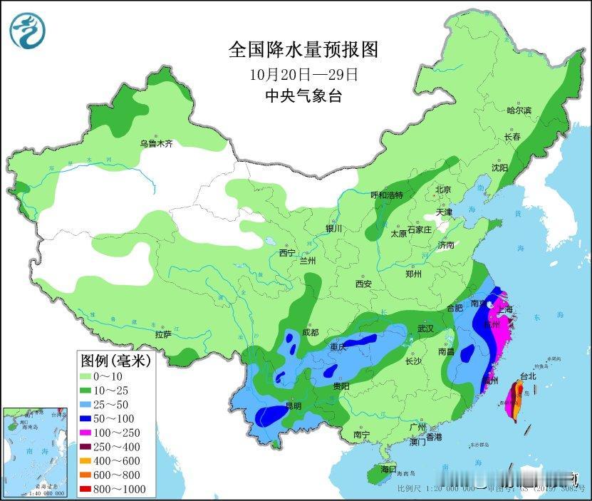 根据中央气象台预报，未来十天我国中东部地区降雨减弱，东南沿海强风雨来袭，全国大部