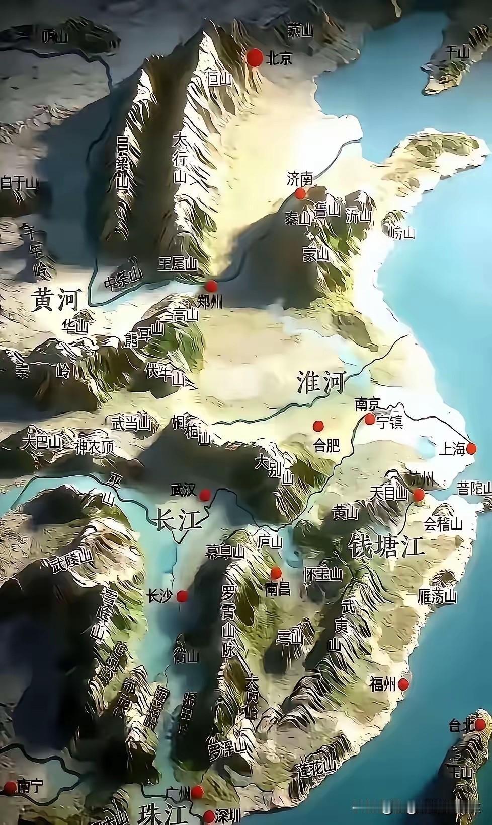 “一张图看懂中国东部的‘地理密码’！今天刷头条，看到有网友发张地图，仔细研究很有