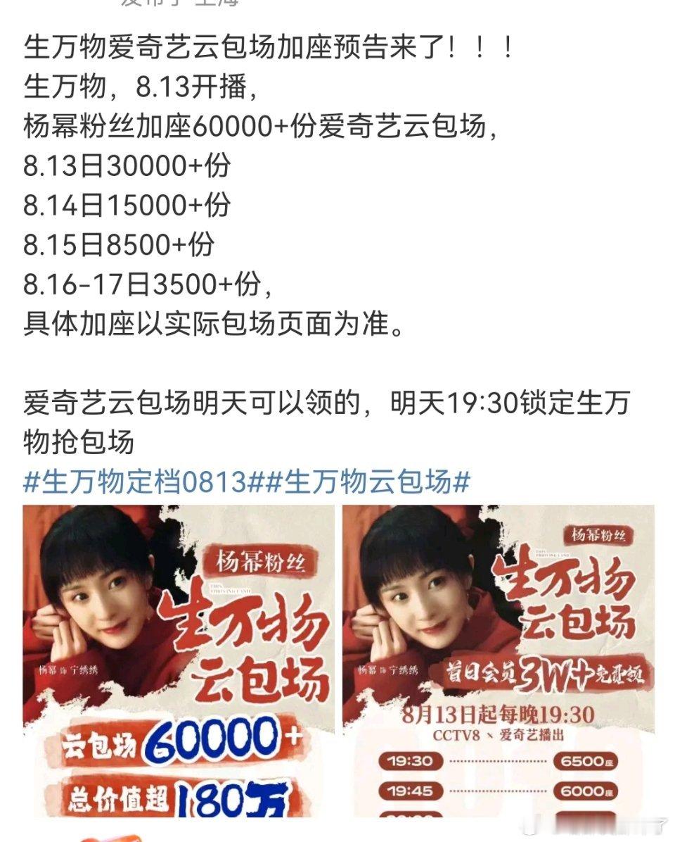 杨幂《生万物》☁️包场，幂姐粉丝也是大手笔啊[举手] ​​​