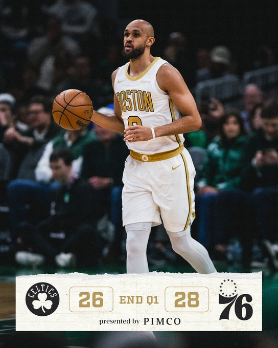 首节比赛结束，我们暂时以26-28落后两分波士顿凯尔特人 ｜DifferentH