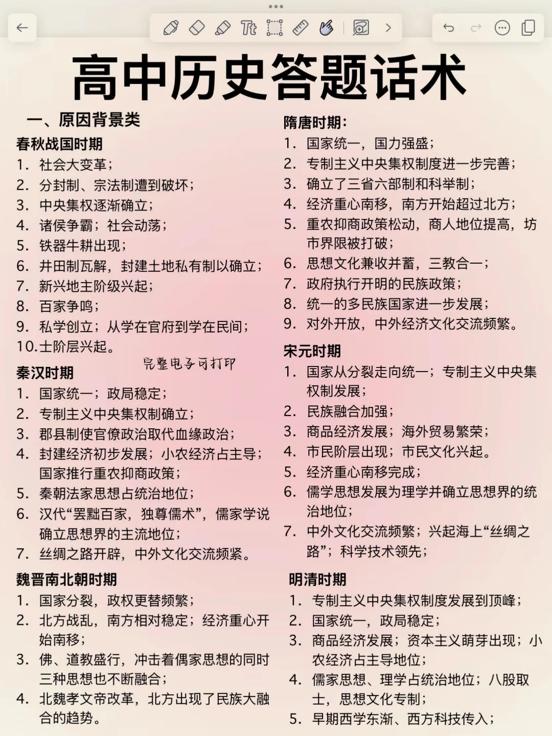 快背下来！高中历史答题模板！全是得分点！