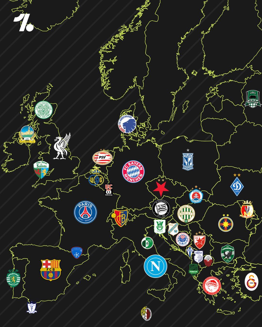 24/25赛季欧洲联赛冠军地图。dear football ​​​