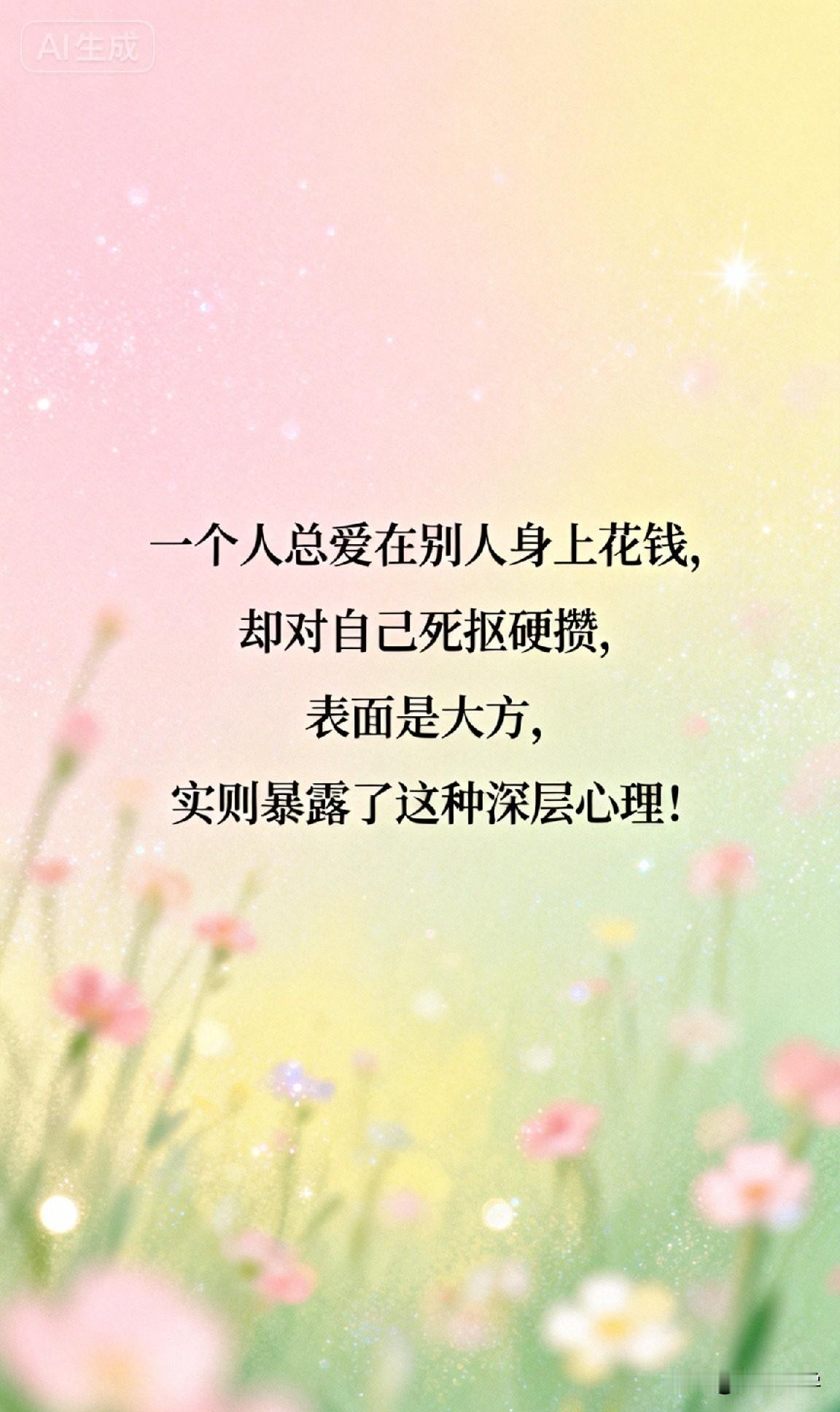 一个人总爱在别人身上花钱，却对自己死抠硬攒，表面是大方，实则暴露了这种深层心理！