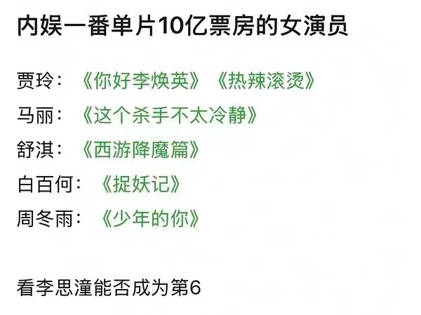 接李思潼事业运内娱一番单片10亿的女演员 接！ 