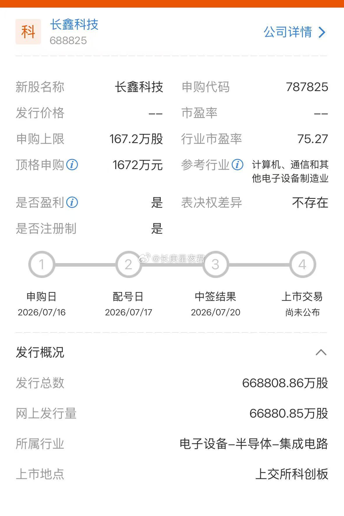 长鑫7月16日打新，师母已呆 
