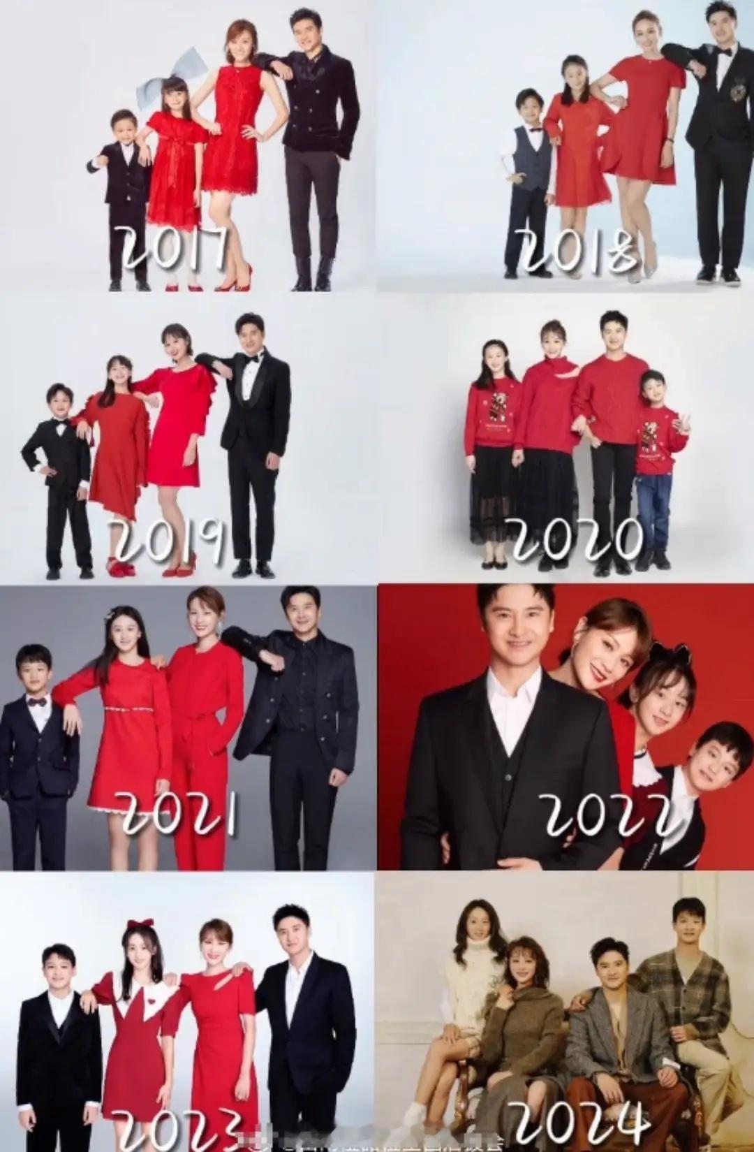 田亮一家新年拍照，森碟一张初恋脸真漂亮，和亮仔颜值都超越父母！ 