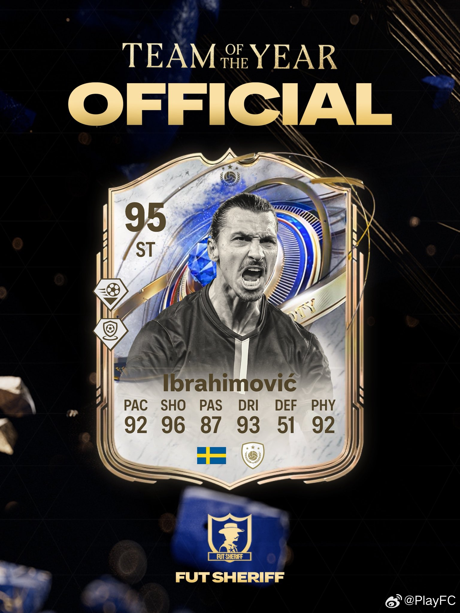 TOTY传奇球星伊布的正式数据。FC26