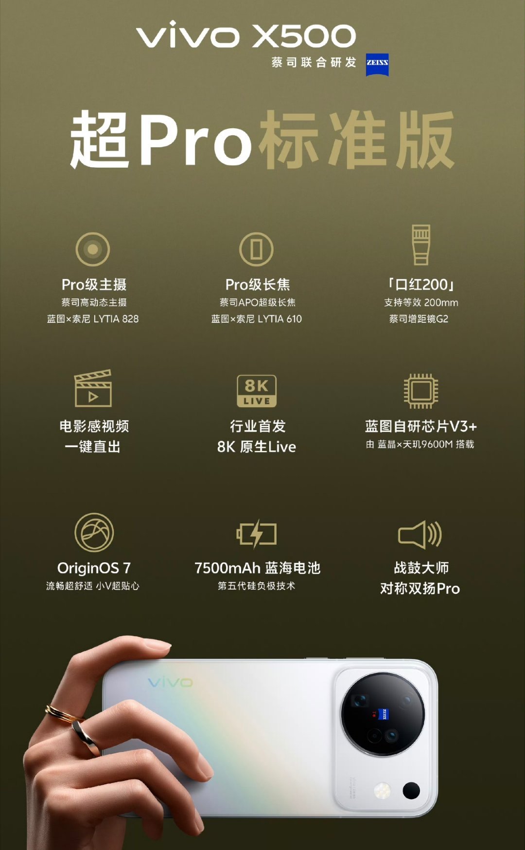vivo X500系列今天登场。接下来三天都有各家的新旗舰，应该也是很多人在等着