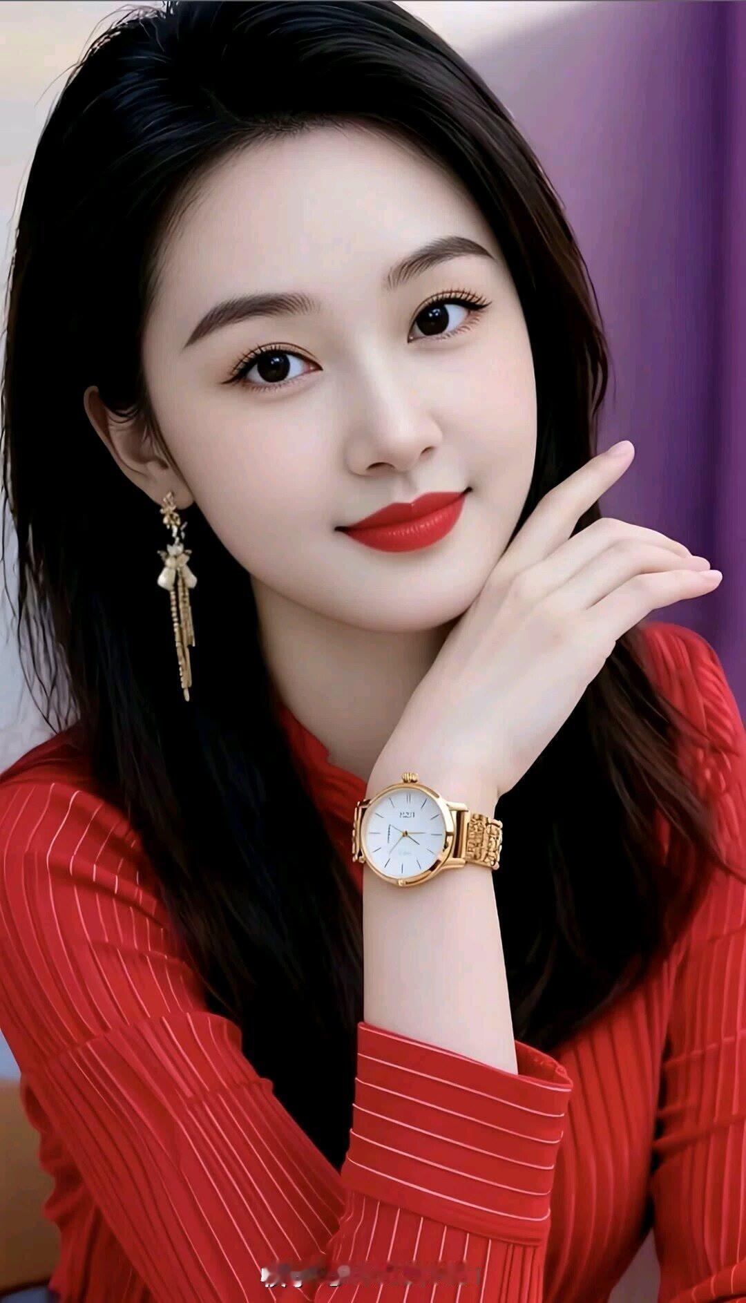 优雅红衣搭配，精致手表点缀，尽显时尚魅力！