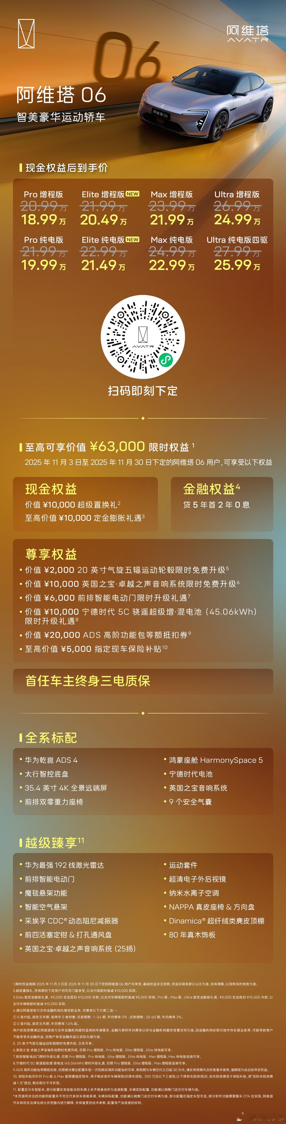 阿维塔06Elite版全新上市超 6人生 超值享受全系限时权益价￥18.99 万