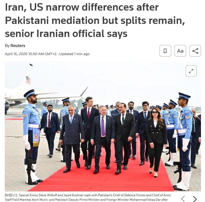 一名伊朗高级官员告诉路透社，伊朗和美国在巴基斯坦调解下达成协议方面取得了一些进展