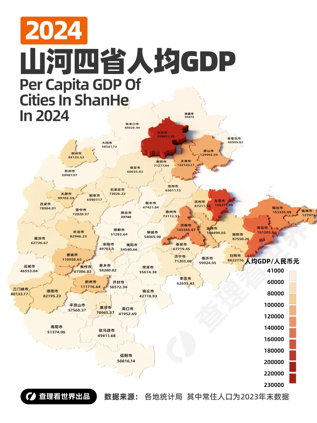 多图合集：2024年各地级市人均GDP成绩单