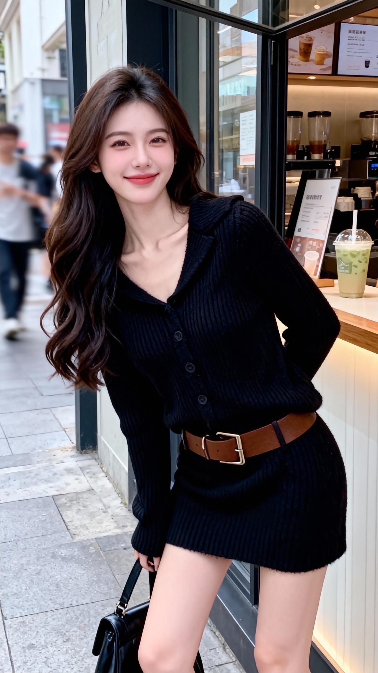 显瘦针织连衣裙今日穿搭 黑色高级感穿搭 抖音推广 辣妹穿搭