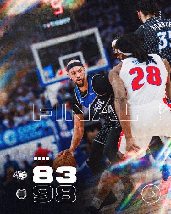 活塞 98-83 魔术（系列 1-1）

东部第一活塞触底反弹、攻防觉醒，用第三