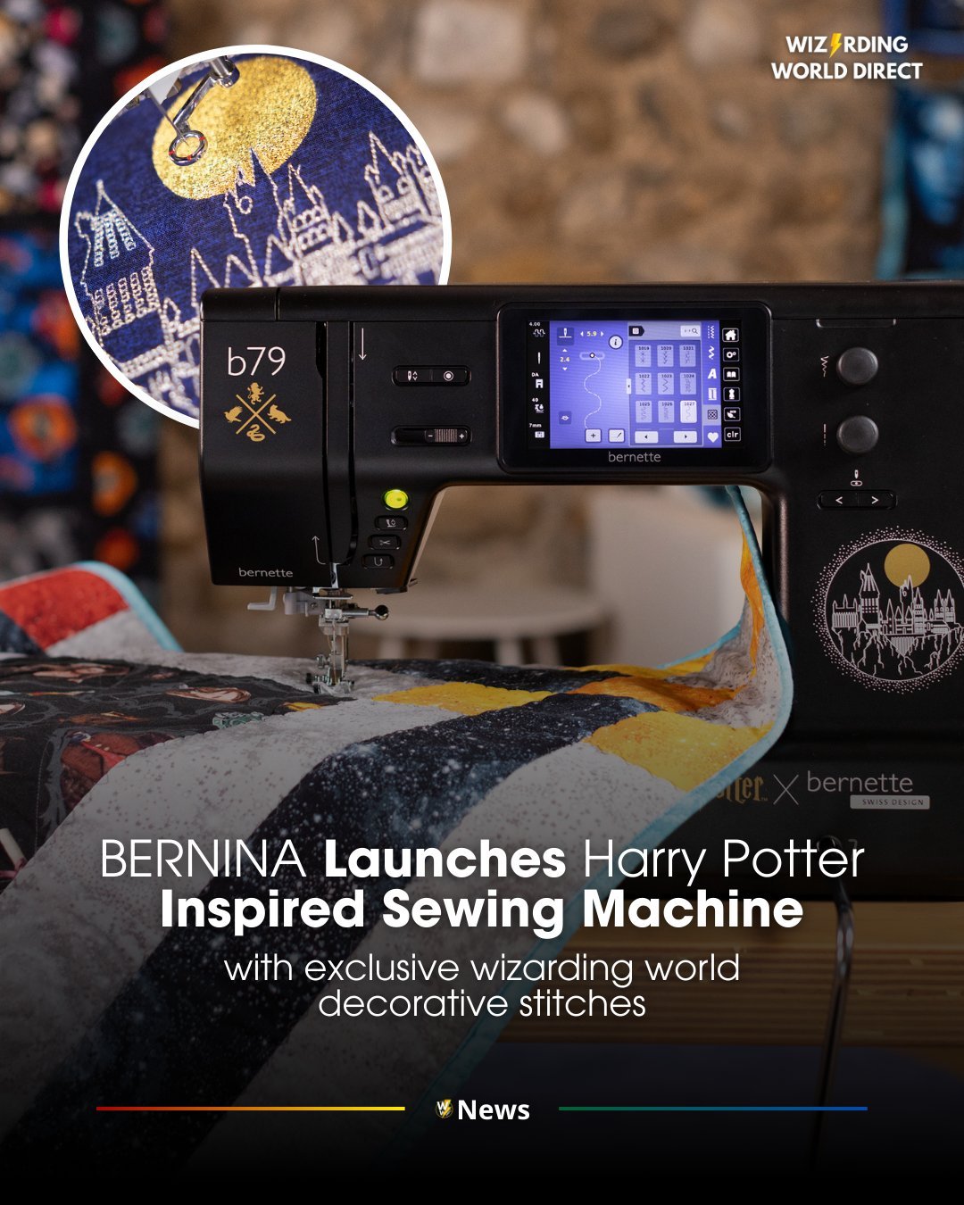 BERNINA 发布了全新“哈利·波特”主题缝纫机，外观设计精美，以金色月光下的