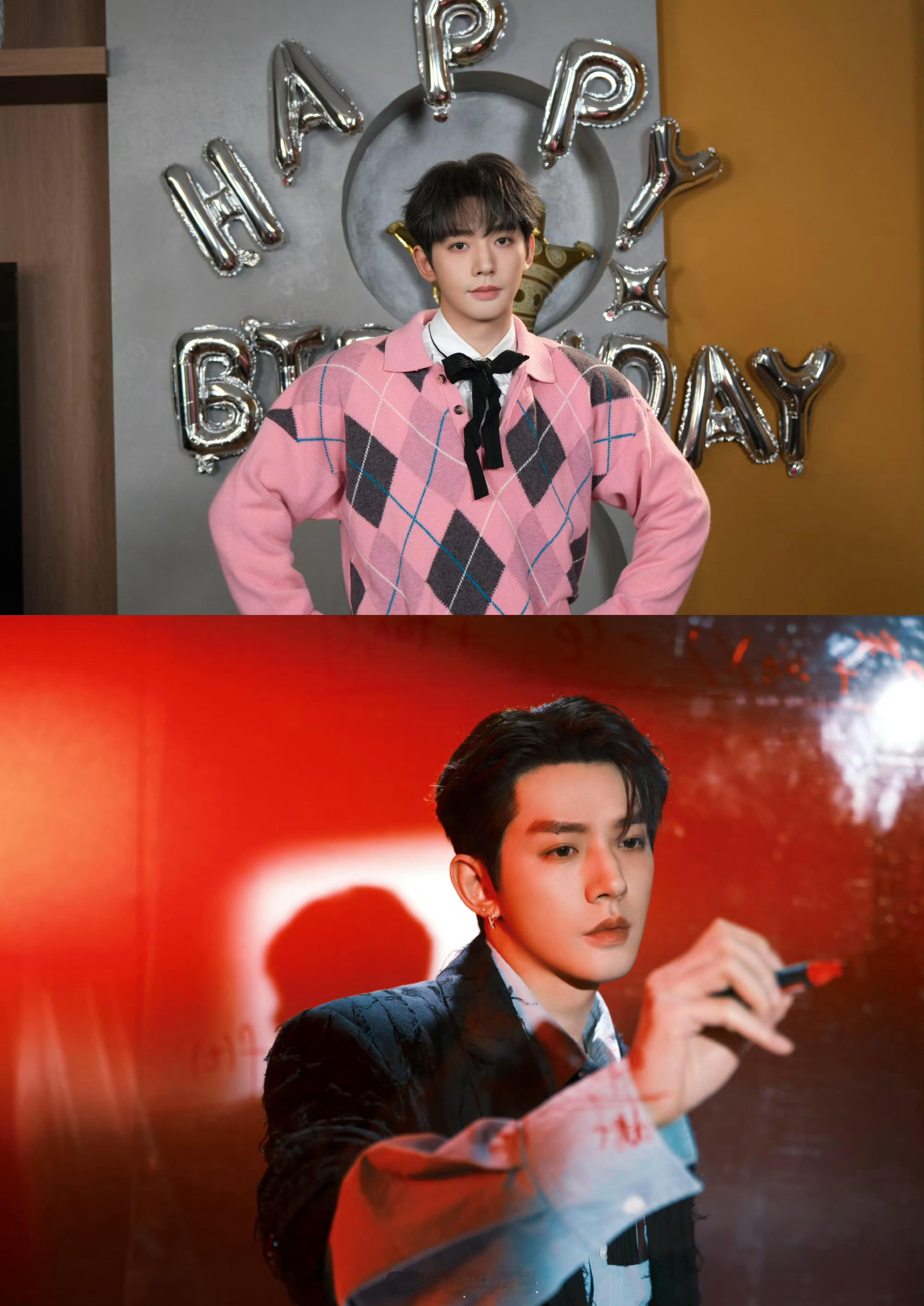 邓为生日大片：今天是我登陆地球的纪念日🌍 粉色look好粉好嫩，眼睛西装loo