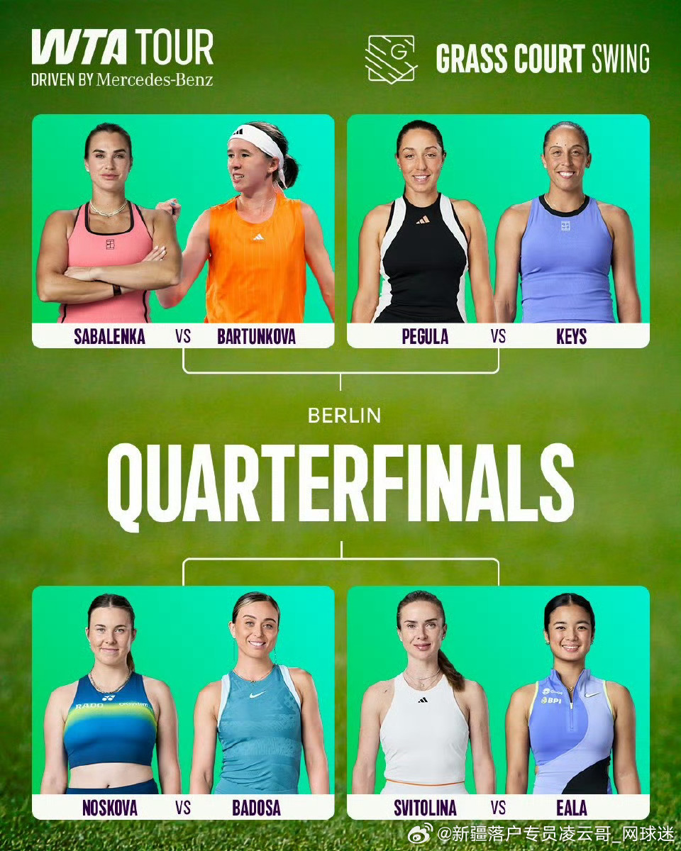 WTA500🇩🇪柏林站八强8️⃣对阵出炉🌱🔥🇧🇾萨巴伦卡 vs [W