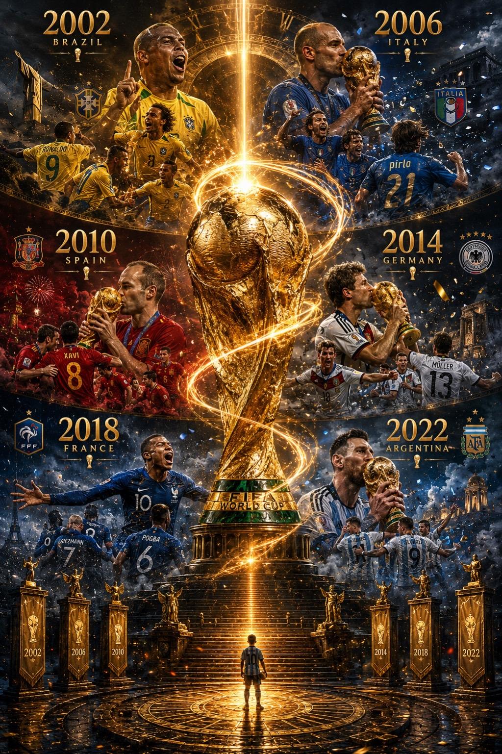 从02年到22年，横跨20年的世界杯，哪一个才是你心目中最具统治力的冠军一起期待