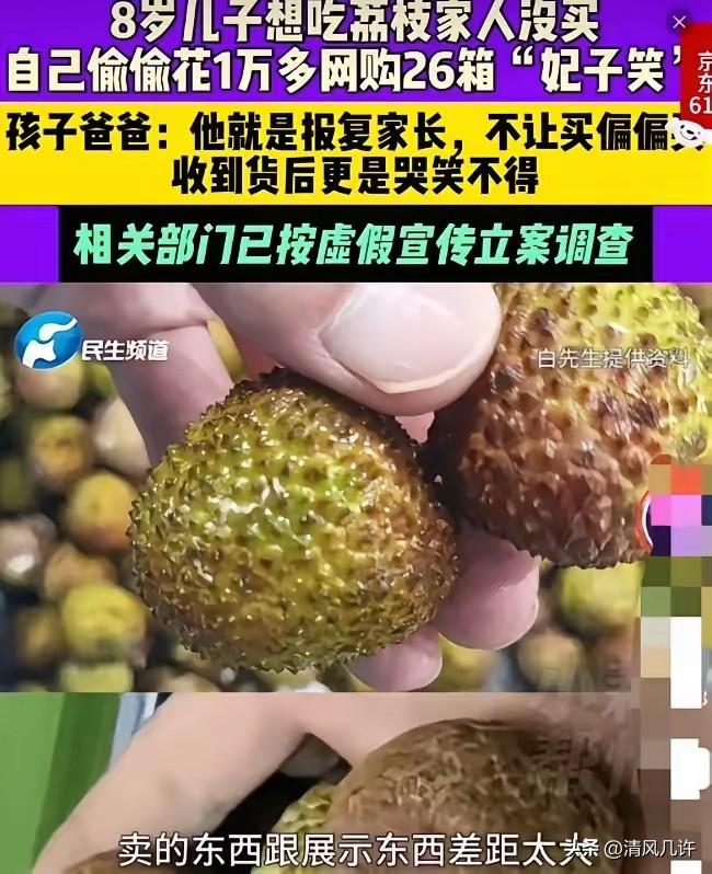 山东聊城，8岁小男孩想吃荔枝，因父母没给买，一口气偷偷网购了26箱荔枝“报复”父