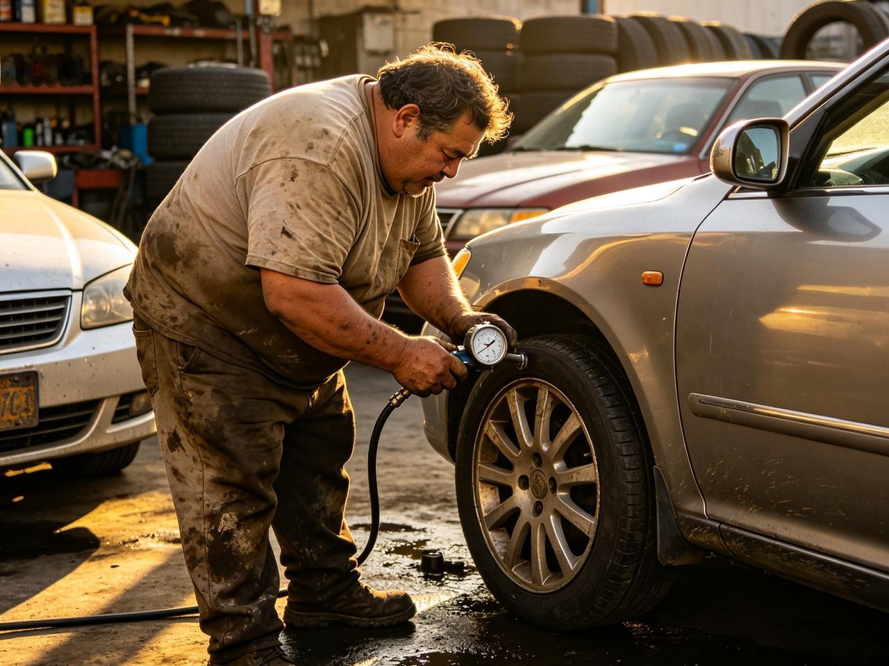 下手一身冷汗。赶紧导航去修理部补胎。

先找到一家，人家说专补大车的。

后来又