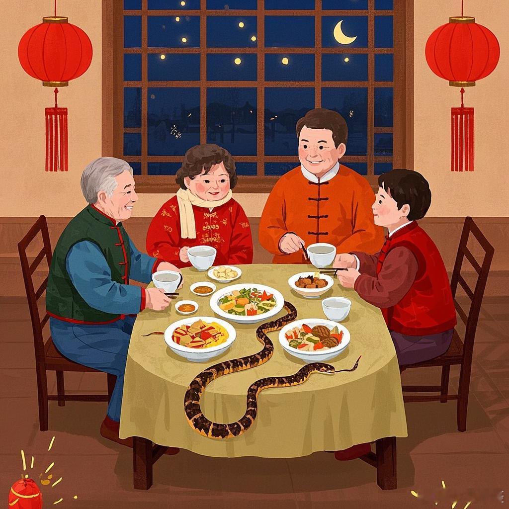 祝大家 除夕 快乐！[笑cry]在豆包输入：制作一张蛇年除夕的照片以下是作品之一