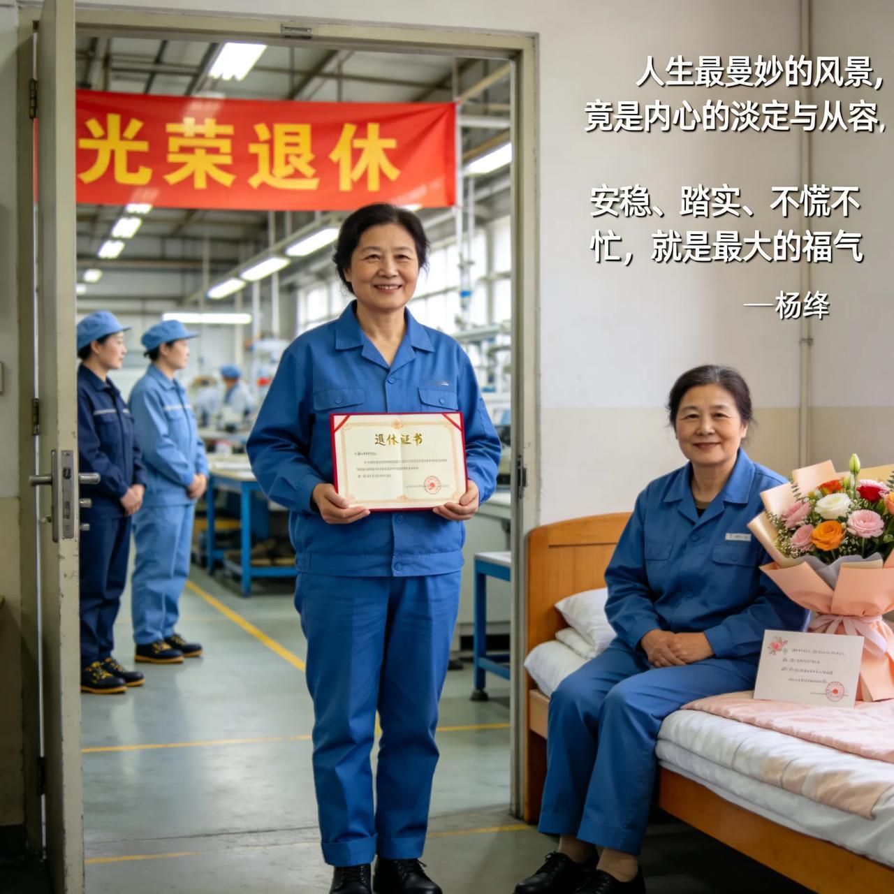刷到一位55岁阿姨退休当天的vlog，
看完我一个进厂打工人，真的破防了。
 