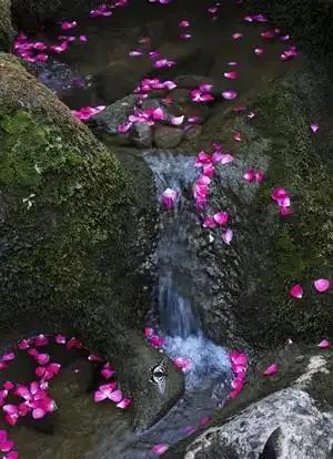 上联：？？？
下联：花落流水江边眠。