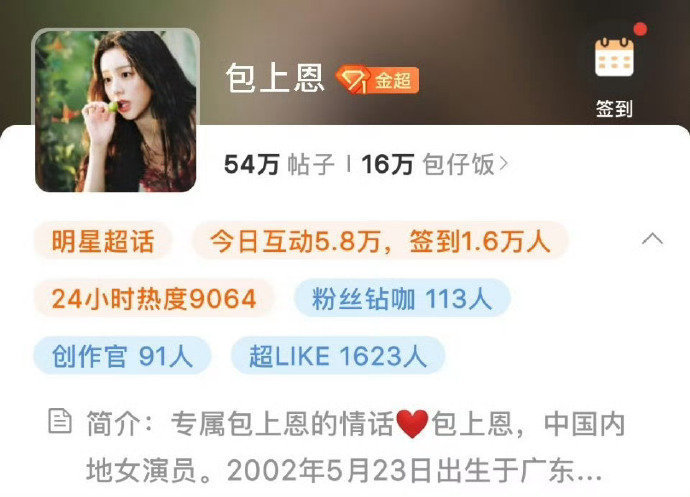包上恩超话like人数破1600[送花花] ​​​