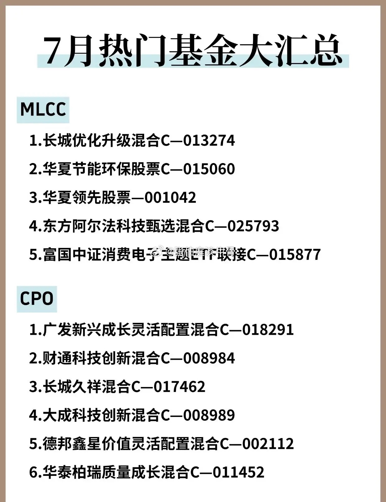 🔥7月科技热门基金大汇总❗️7月养基方向，主要是对科技基金的汇总，MLCC上游