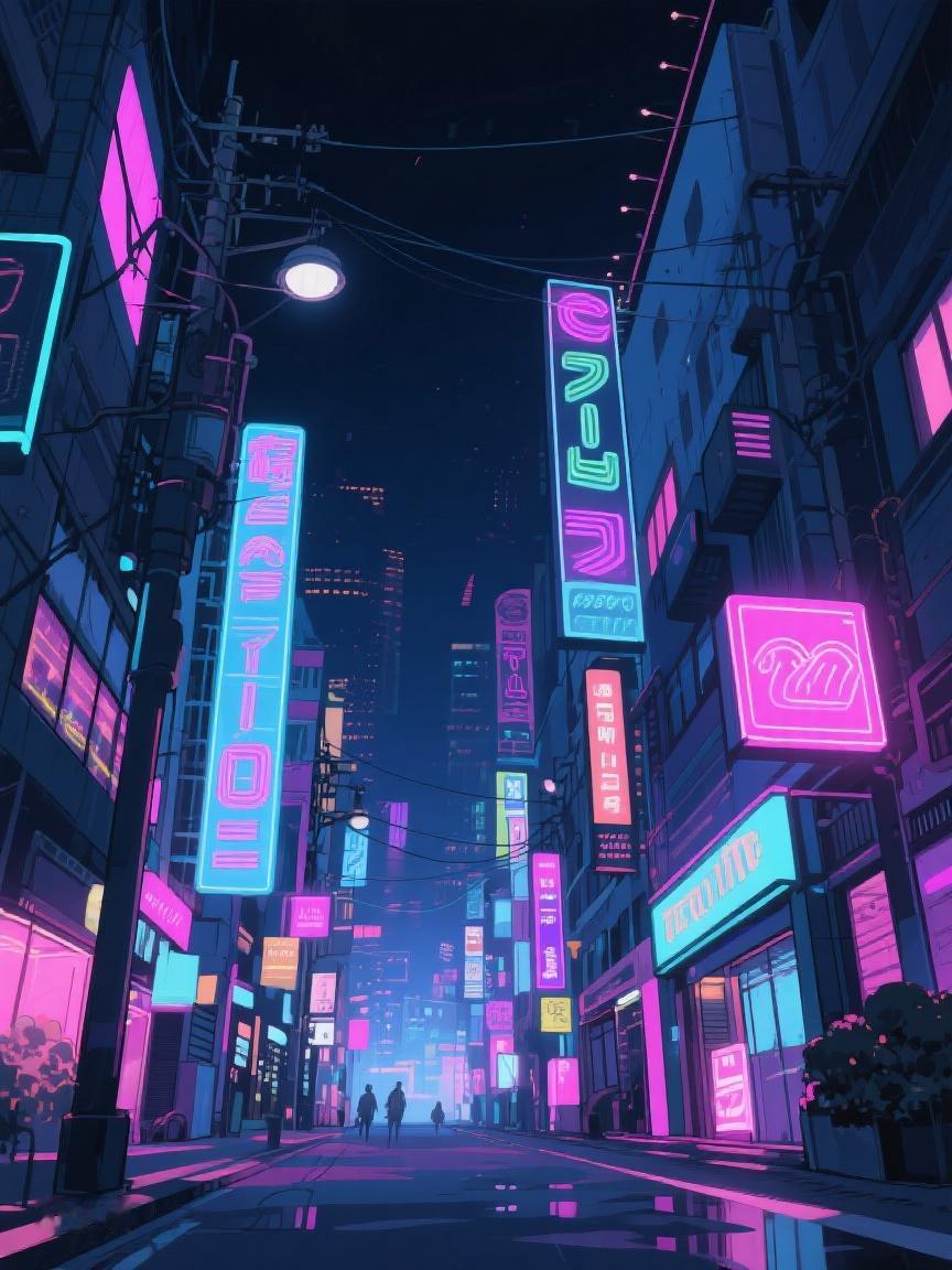 AI妙生图霓虹闪烁的街巷，在夜色里交织成梦幻之境，于繁华光影中探寻未知的诗意🌈