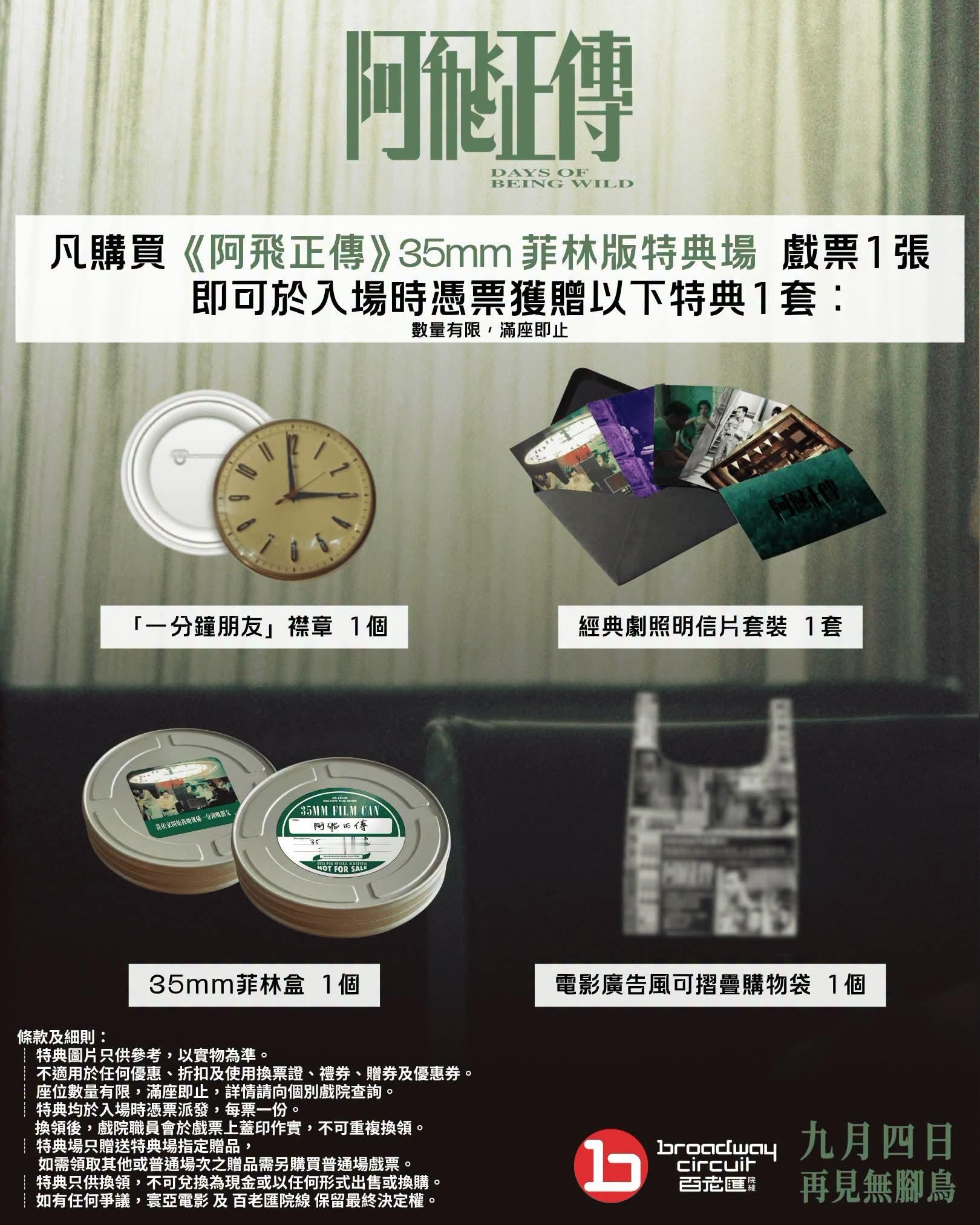 香港百老汇电影中心在《奥德赛》之后继承了35mm胶片放映，接连有《绿洲》及《阿飞