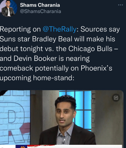 #太阳三巨头终于要合体了##比尔太阳首秀##NBA你我皆主角# 名记Shams：