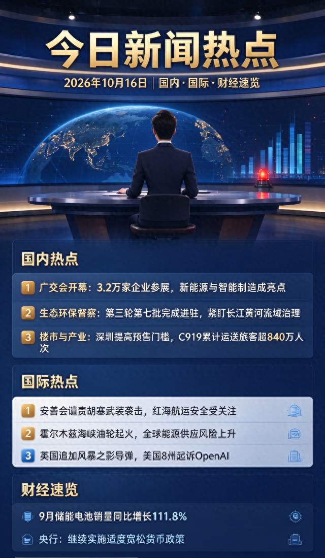 热点不拖沓，大事早知道，一起来看 10 月 16 日国内国际最新资讯！