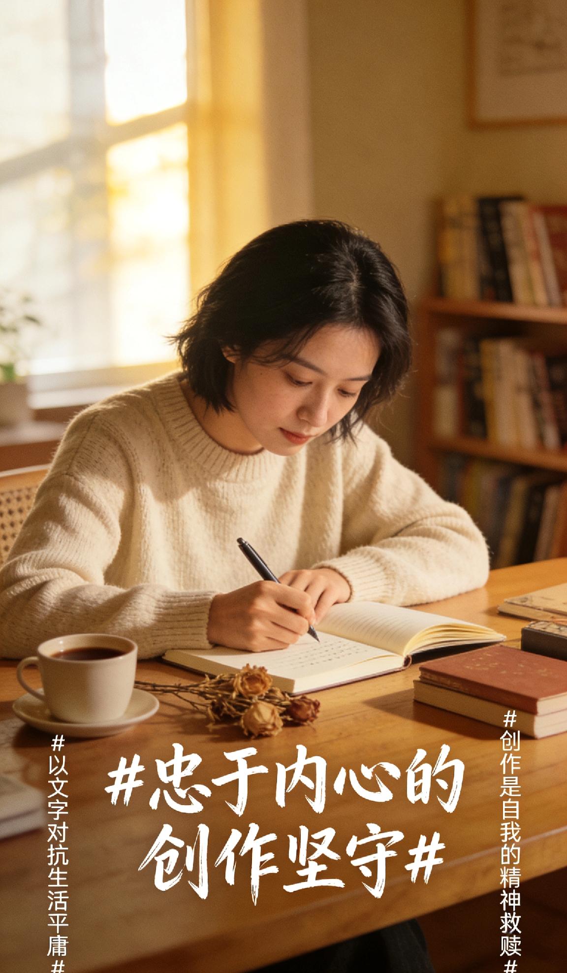 你坚持创作的原因是什么我坚持创作，从不是为了追逐流量与外界赞誉，而是想用文字对抗