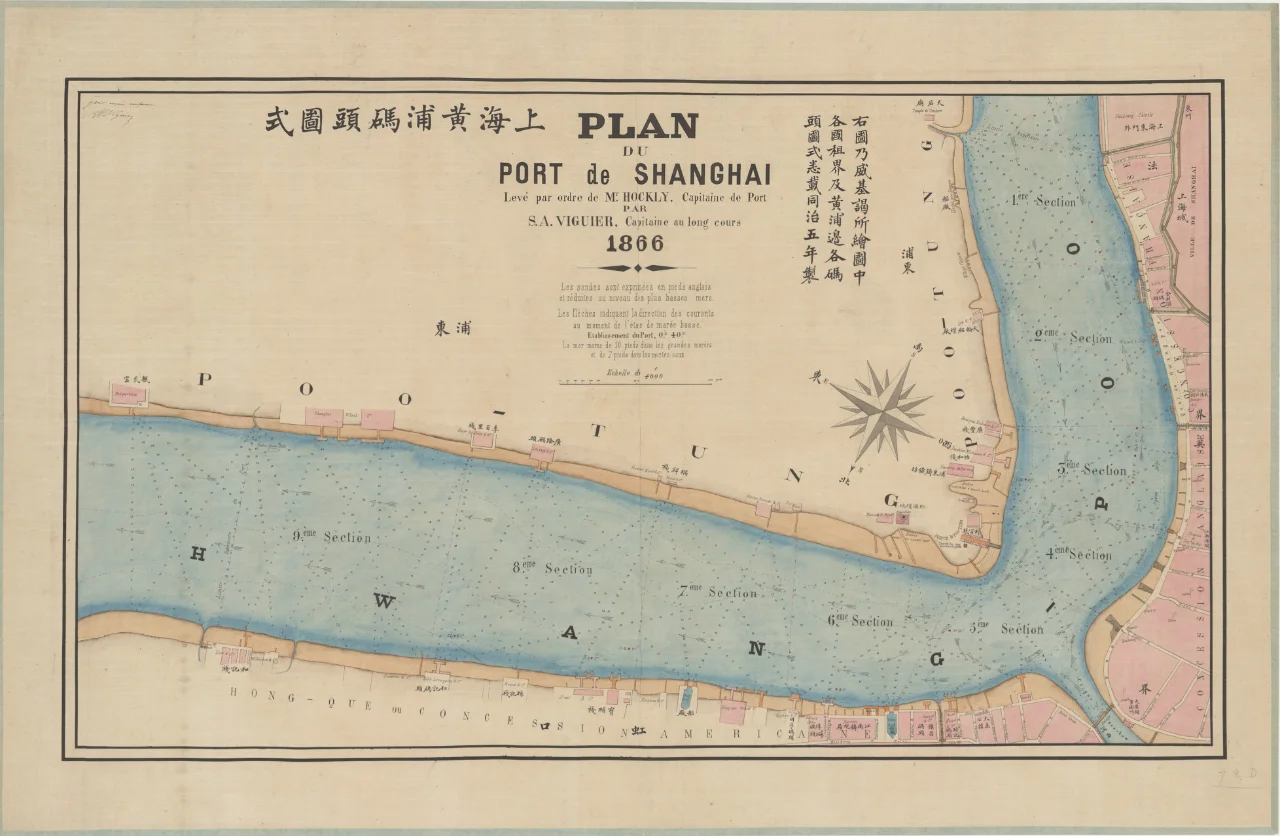 1866年上海黄浦码头地图