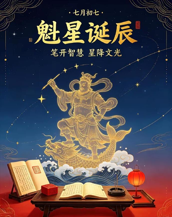 今天不仅是七夕，也是魁星诞辰。
世人皆知七夕乞巧，却少知今日魁星点斗，主文运功名