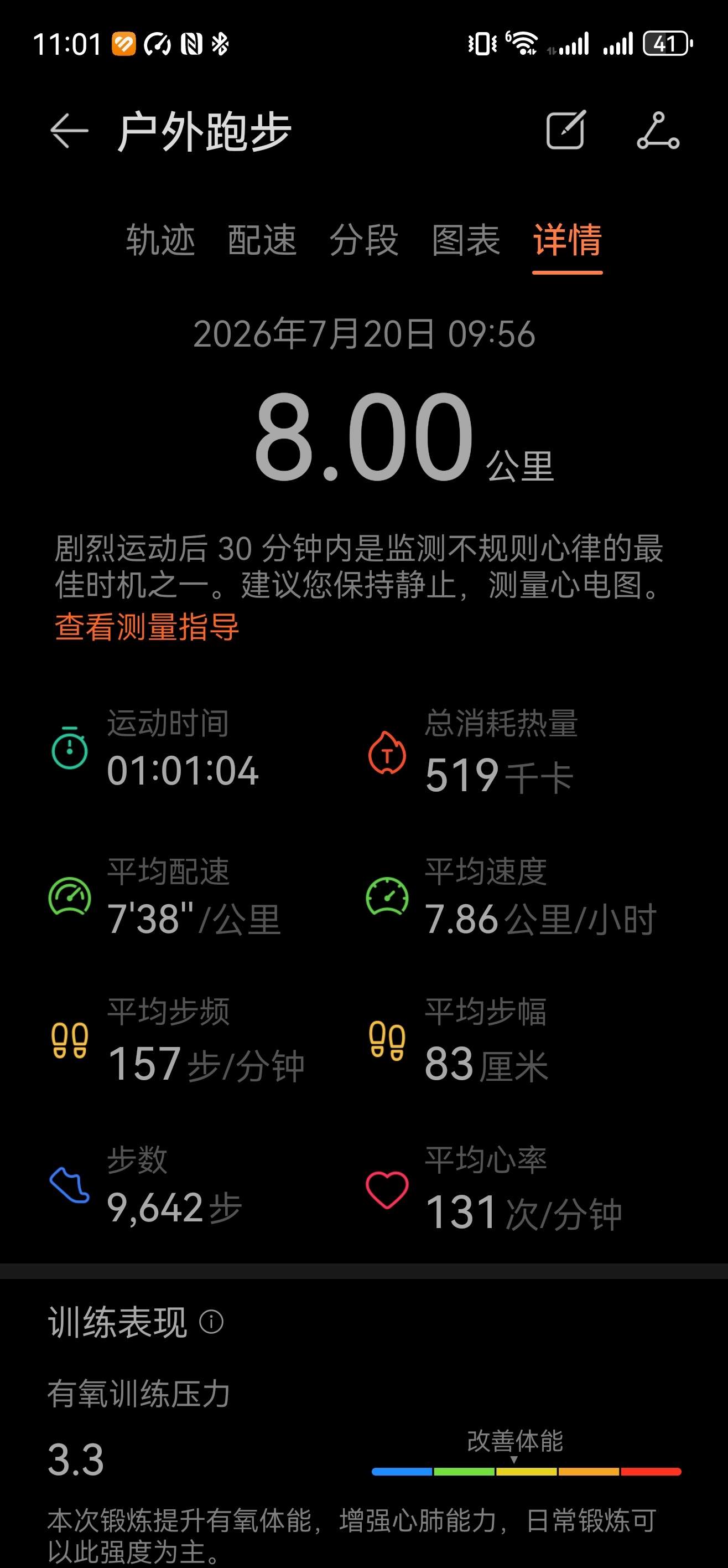 上午慢跑一小时8公里🏃🏻♂️