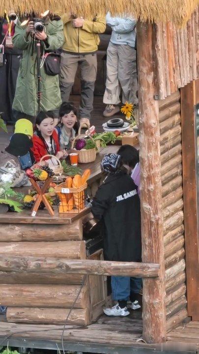 辛芷蕾摘菜也不耽误唠嗑辛芷蕾章若楠点头打招呼充满烟火气的一幕，辛芷蕾在菜园边摘菜