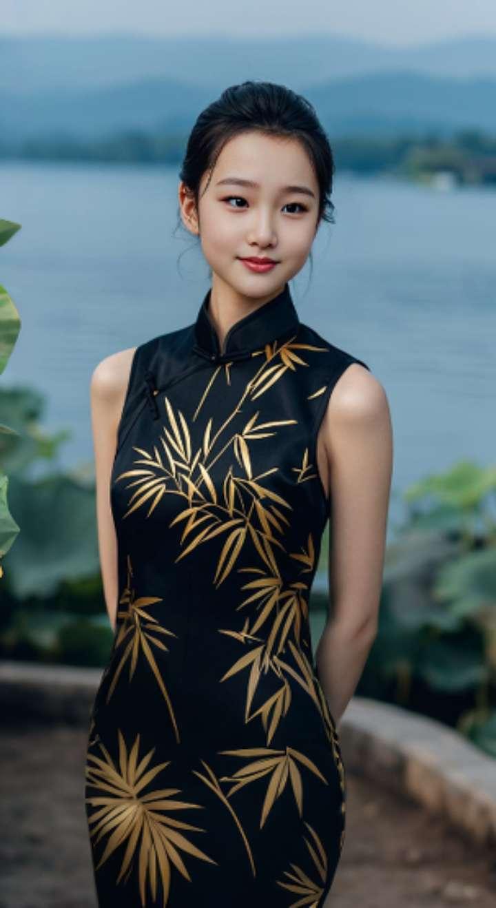 AI扩图 AI西湖旗袍雅